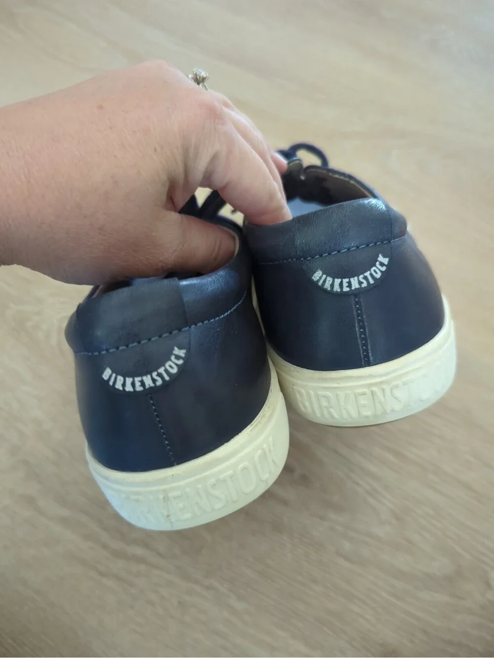 Birkenstock Navarino Shoes  Navy Leather Lace Up Low Top Round Toe Sz40